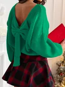 Back Bowknot Long Sleeve Sweater