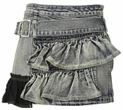 3.1 Phillip Lim Ruffle Denim Mini Skirt in Washed Indigo