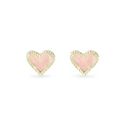 Ari Heart Gold Rose Quartz Stud Earrings