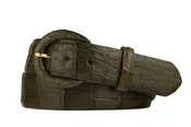 1-1/2" Matte Alligator Belt with Covered Crescent Buckle