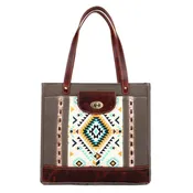 Canvas Cowhide & Leather Women's Tote Bag - Gray/Blue