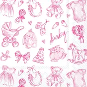 Baby Girl Toile Cocktail Napkins