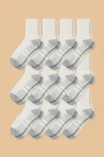 12-Pack Men's Work From Home Crew Socks with Relaxed Cuff and Non-Slip Grip
