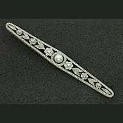 Art Deco Platinum 18K Diamond Natural Pearl Pin Brooch — New Pagoda Specialty
