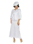 2pc Bell Slv Crochet Hemmed Lace Skirt Suit