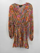 Aakaa Gray Size Medium Floral Multicolor Knee Length Long Sleeve Dress