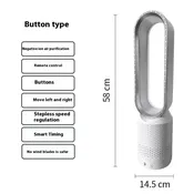 Bladeless Fan with Remote Control | Negative Ion Air Purifier Fan | 90° Oscillating | 8-Speed Touch Screen | Child Safe