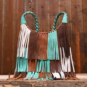 American Darling Turquoise Brown and White Patchwork with Fringe