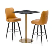 2-Seat Finn Restaurant Bar Set with Gold Base & Stone Top