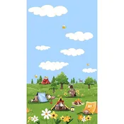 CLOTHWORKS - Barron Goes Camping By Susybee - Border Panel - Light Blue - PL1522