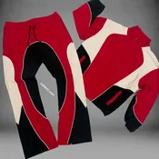Baruda - Color Block Windbreaker Set - Red - 803