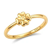 5D Four Leaf Clover Ring in 24K Yellow Gold (Size 6.5) 0.93 Grams