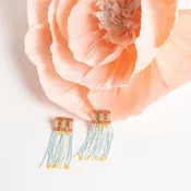 Ava Crossing Colorblock Beaded Fringe Earrings