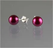 AAA+ Cranberry Pearl Stud Earrings
