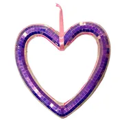 10.5 Inch Pink Iridescent Mirror Open Heart Ornament HV919322