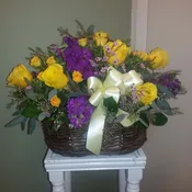 Yellow Rose Purple Passion Basket