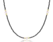 15" Choker Beaded • Purpose Pearl 4mm Faceted Hematite