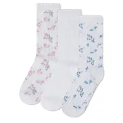 3 Pack Floral Pointelle Crew Sock