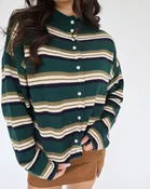 Button Down Striped Cardigan Sweater