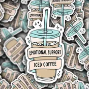 Emotional Support Iced Coffee Sticker