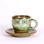 Frankoma Prairie Green Glazed Wagon Wheel Cup & Saucer