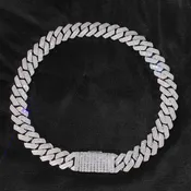 20mm 2 Rows Rectangle CZ Iced Out Miami Cuban Link Chain Bling 5A Zircon Stone Hip Hop Jewelry Necklace For Men Gift