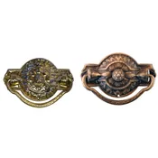 Colonial Revival Drawer Pull Ornate Stamped Brass Back Plate, Cast Brass Handle, 1-7/8" x 3", Includes Mounting Hardware