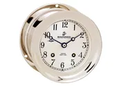 4 1/2" Ship's Bell Clock in Nickel - Marines Black Lockup Logo