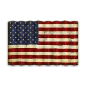 USA Flag Corrugated Metal Wall Art – Distressed Americana