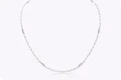 0.13 Carat Total Round Cut Diamond & Pearl Necklace in White Gold