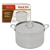 Professional Grade Stainless Steel Stock Pot with Stay Cool Handles – 12 Quarts