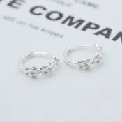 925 Sterling Silver Flower Hoop Earrings