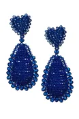 ADELINE BLUE GLASS BEADED HEART DROP EARRINGS