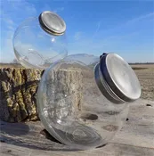 2 Round Jars, Canister Jars, Kitchen Storage, Candy Cookie, Counter Display