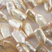 High Quality Creamy Peach, Top Drilled Pointed/Pennant Shaped Freshwater Pearls P-34