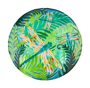 18" Glass Bird Bath, Iridescent Dragonfly
