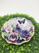 3D Flowers & Butterfly Hand Painted Ceramic Plate