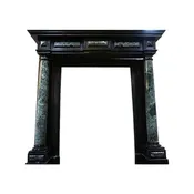 Antique Belgian Maurin Green and Mazy Black Marble Mantel (MCH4245)