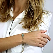Aqua Gold Hamsa Bracelet