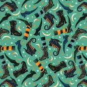 Witchy Wicked || Witch Boots and Moons || Turquoise