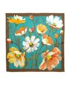 35x35 Square Floral Silk Scarf - Green