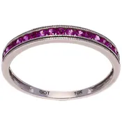 10K White Gold Pink Sapphire Stackable Band Ring