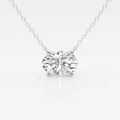 1.00 Ctw Oval Lab Grown Diamond Solitaire Pendant In White /Yellow