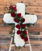 BLOOMS RED ROSE CROSS