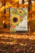 Autumn Sunflower Suede Garden Flag