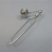 Antique Victorian Glove Buttoner Button Hook Silver Metal Chain & Ball Ornament