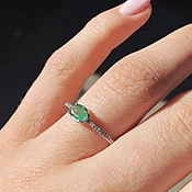 10K White Gold Emerald Fiona Diamond Ring