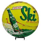 Sign, Drink Ski 12″ Round, Embossed