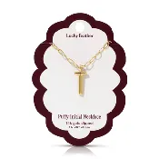 14K Gold Dipped Puffy Initial Necklace - Paperclip Chain