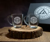 Custom Logo Glass Coffee Gift Set with Engraved Gift Box – Set of 2
